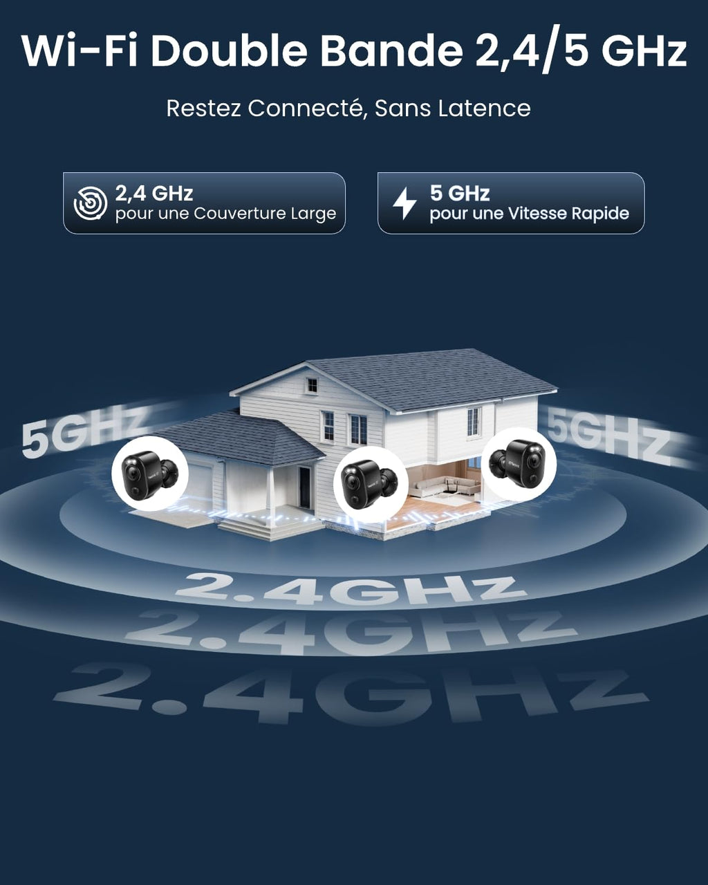 Reolink 4K Caméra Surveillance WiFi Exterieure sans Fil, Détection de Personne/Véhicule/Animal, WiFi 2,4/5 GHz, Vision Nocturne en Couleur, Audio Bidirectionnel, Argus 3 Ultra+Panneau Solaire Noir