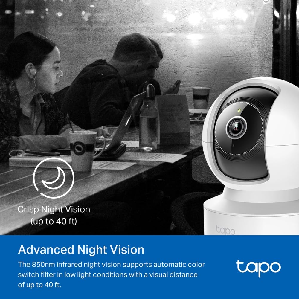 Tapo 2.5K(4MP) Caméra de Surveillance WiFi intérieure 360°, Détection Humaine AI Suivi Intelligent, Sirène et détection de Mouvement, Audio bidirectionnel, Compatible Alexa pour Bébé/Animaux C220