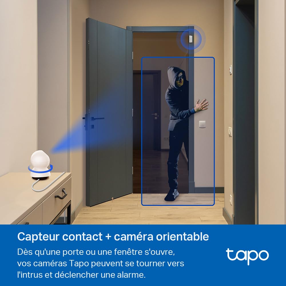 Tapo Détecteur de Mouvement Intelligent Tapo T110, pour la sécurité des fenêtres/Portes, durée de Vie de la Batterie de 1 an et Plus, Notification d'application instantanée, Hub requis