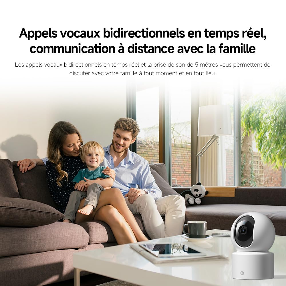 XIAOMI C201 1080p HD, caméra de sécurité, WiFi 6, 360° Panorama, Vision Nocturne Couleur, Protection Objectif, Audio bidirectionnel, babyphone, caméra Animaux, Compatible avec Alexa et Google