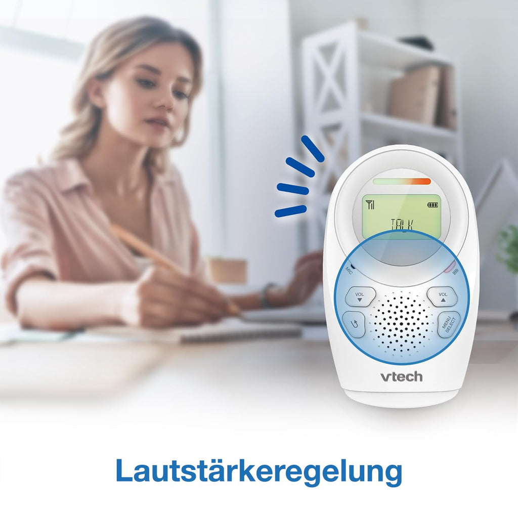 VTech DM1111 Babyphone Audio Numérique – Technologie DECT, Affichage du Niveau de Bruit, Clip Ceinture et Bien Plus – Unité Parentale et Unité Bébé