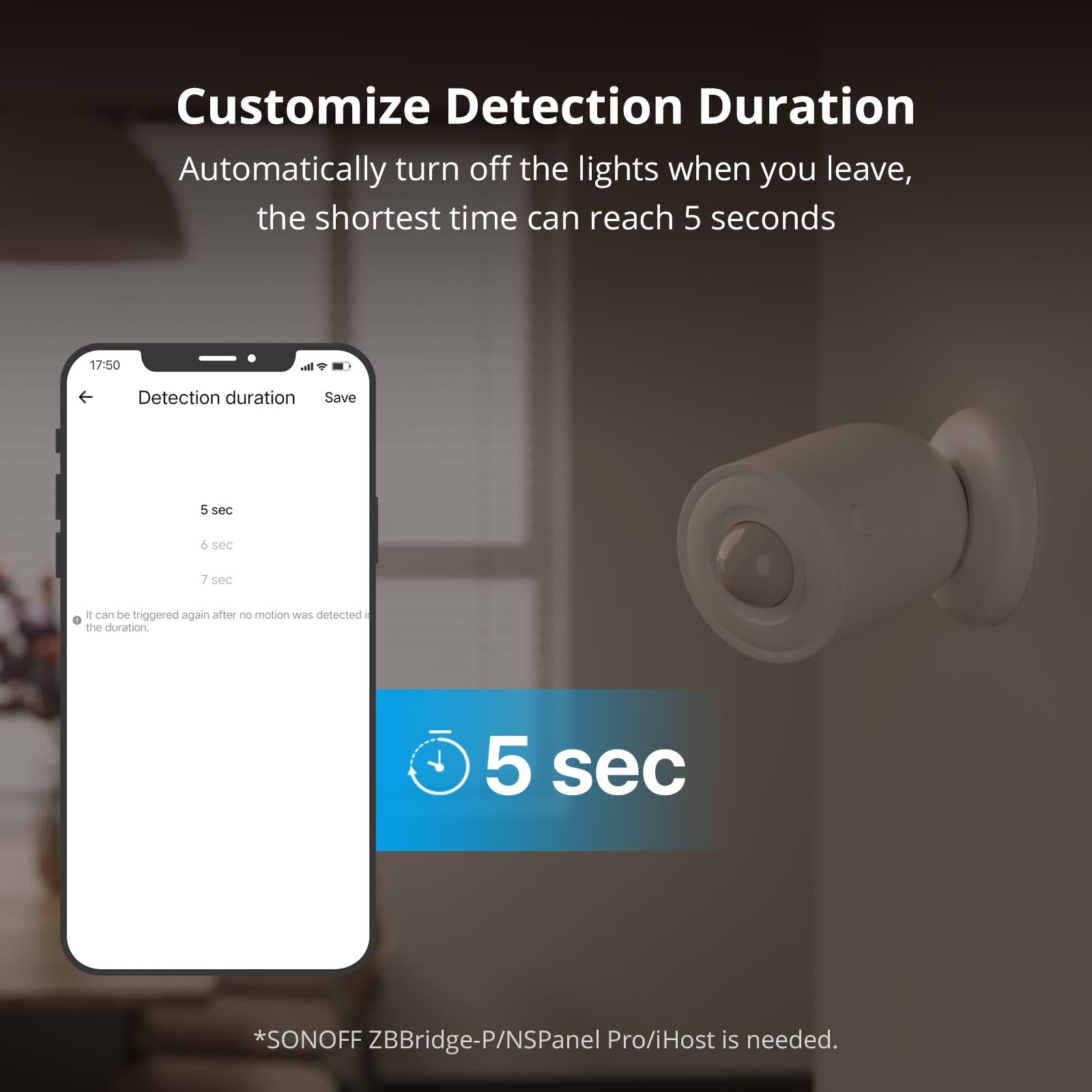 SONOFF SNZB-03P Détecteur de Mouvement ZigBee, Detecteur ZigBee 3.0 Sans Fil, Détection 5 Secondes, Scène Intelligente, SONOFF Zigbee Bridge Requis, Piles Incluses, Compatible avec Alexa/Google Home