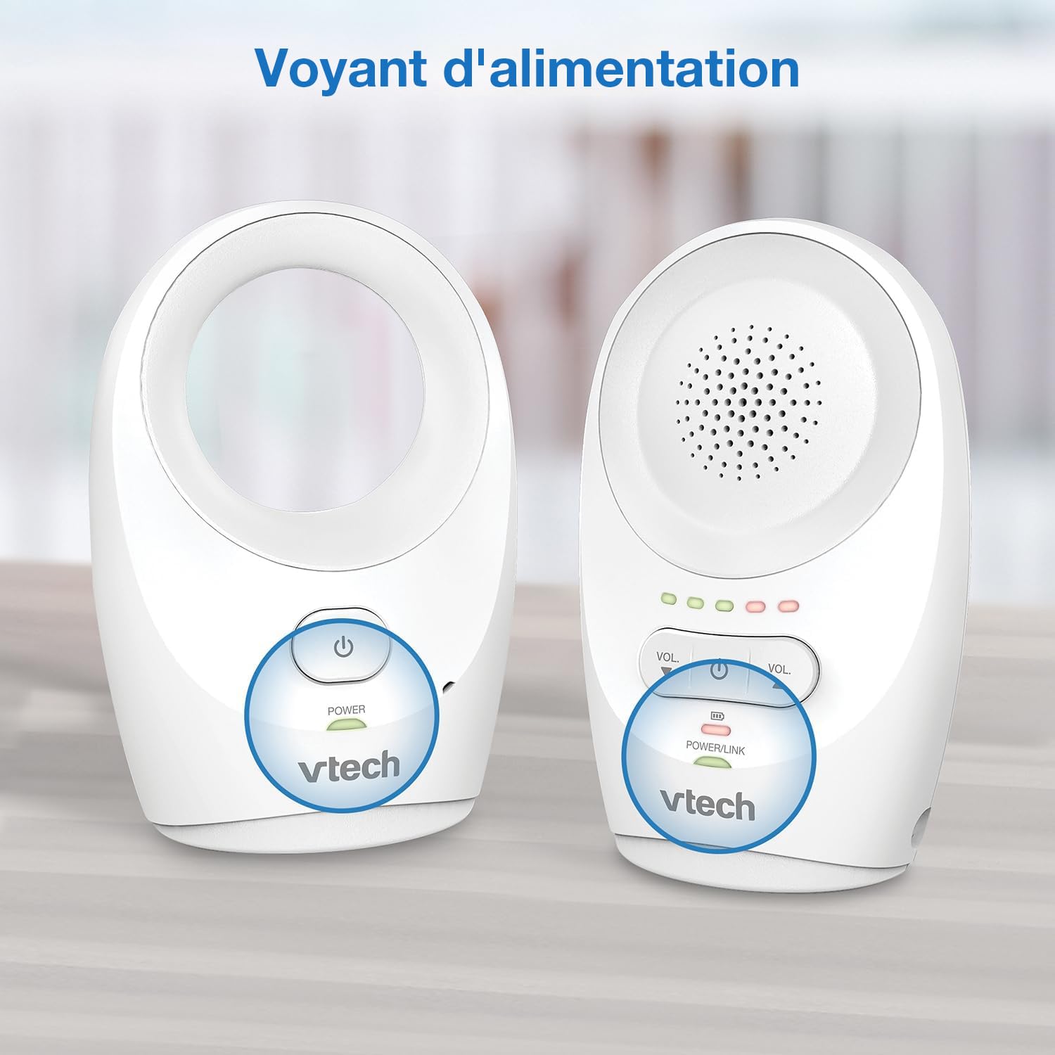 VTech DM1111 Babyphone Audio Numérique – Technologie DECT, Affichage du Niveau de Bruit, Clip Ceinture et Bien Plus – Unité Parentale et Unité Bébé