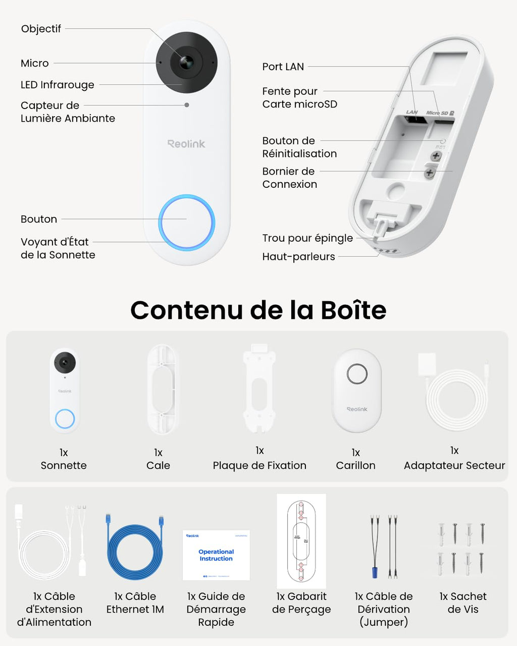 Reolink Sonnette Connectée Filaire Caméra 5MP WiFi, Doorbell Extérieure Étanche avec Carillon 2,4/5 GHz, Alertes de Détection Humaine, Grand Angle 180°, Audio Bidirectionnel, Video Doorbell WiFi