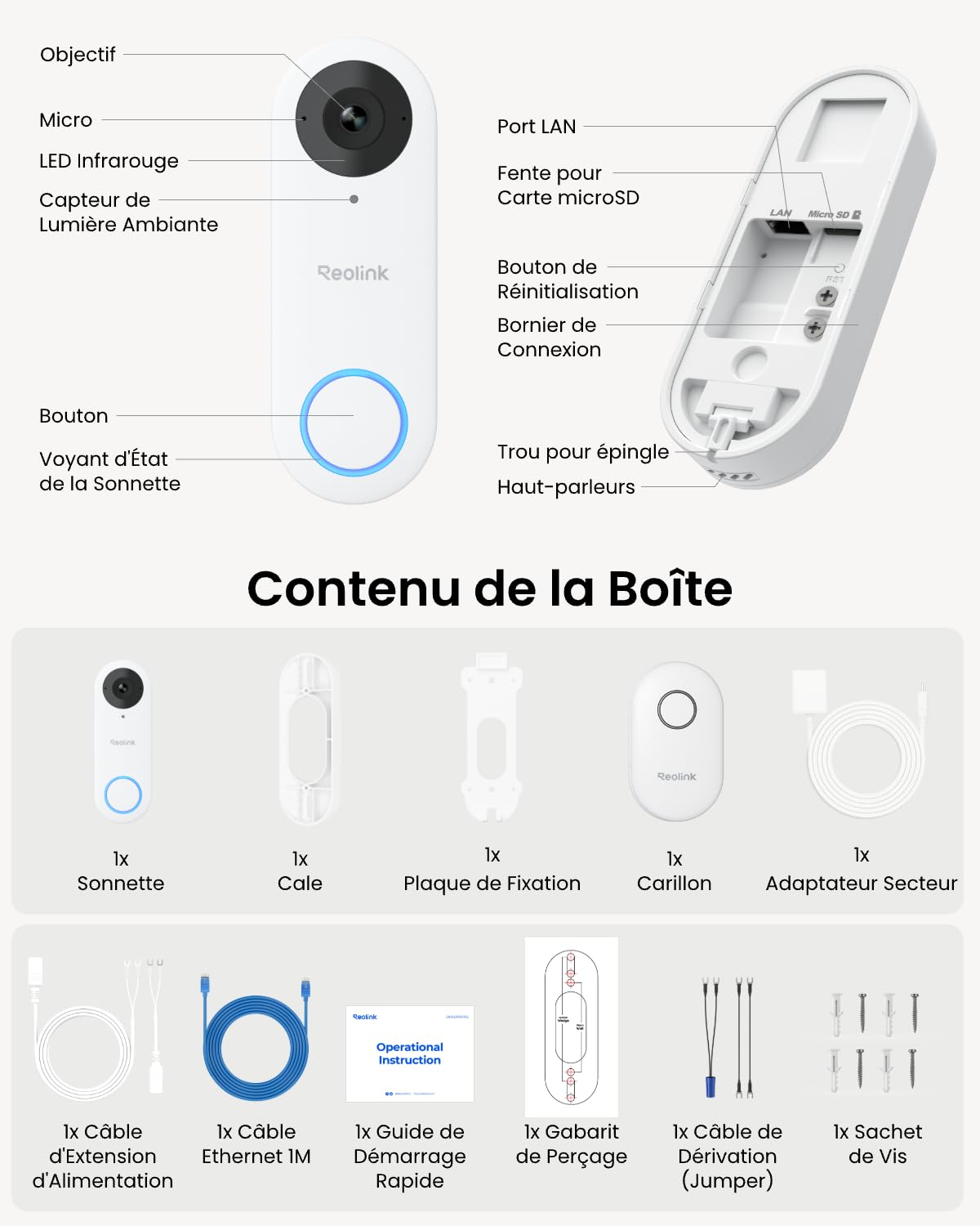 Reolink Sonnette Connectée Filaire Caméra 5MP WiFi, Doorbell Extérieure Étanche avec Carillon 2,4/5 GHz, Alertes de Détection Humaine, Grand Angle 180°, Audio Bidirectionnel, Video Doorbell WiFi