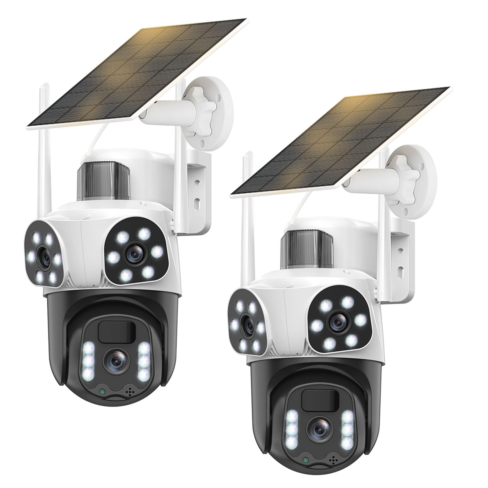 4K Camera Surveillance WiFi Exterieure sans Fil,à triple objectif/Camera Solaire/Batterie,2.4/5G WIFI,360° PTZ Sécurité à Domicile,Vision Vocturne,Alarme,Audio Bidirectionnel,Suivi Automatique,8MP HD