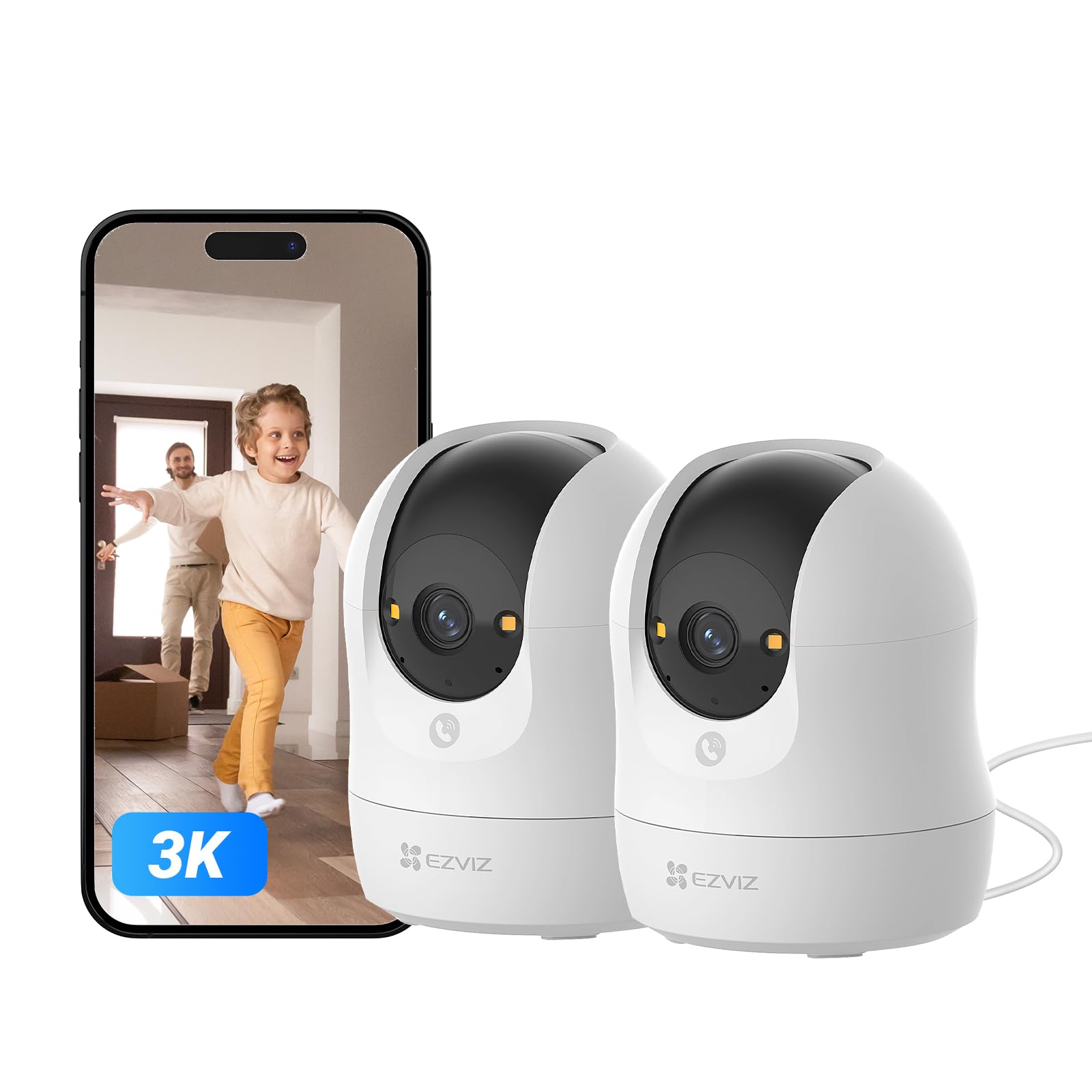 EZVIZ Caméra Surveillance WiFi Intérieure 360°, FHD 1080P, Camera WiFi 2.4Ghz, Vision Nocturne, Détection de Mouvement Suivi Intelligent, Audio Bidirectionnel, Compatible avec Alexa pour Bébé/Animaux
