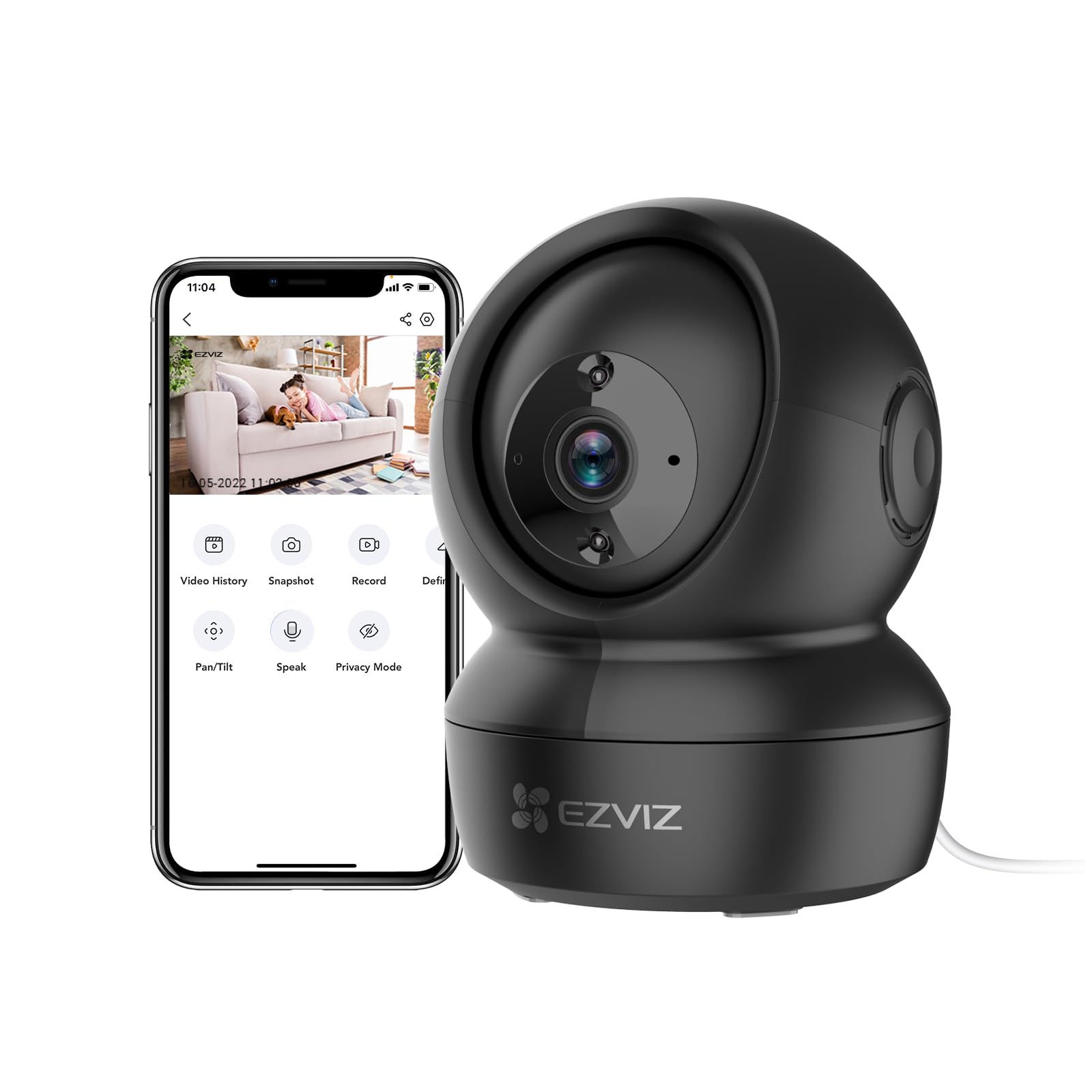 EZVIZ C6N Caméra Surveillance WiFi Intérieure 1080p, Caméra Bébé Pan/Tilt à 360°, WiFi 2.4Ghz, Vision Nocturne Intelligente avec Smart IR, Détection de Movement et Suivi Auto, Audio Bidirectionnel