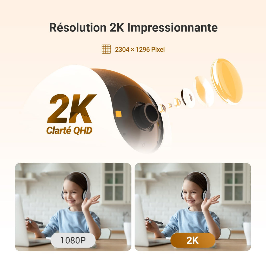EZVIZ C6N Caméra Surveillance WiFi Intérieure 1080p, Caméra Bébé Pan/Tilt à 360°, WiFi 2.4Ghz, Vision Nocturne Intelligente avec Smart IR, Détection de Movement et Suivi Auto, Audio Bidirectionnel