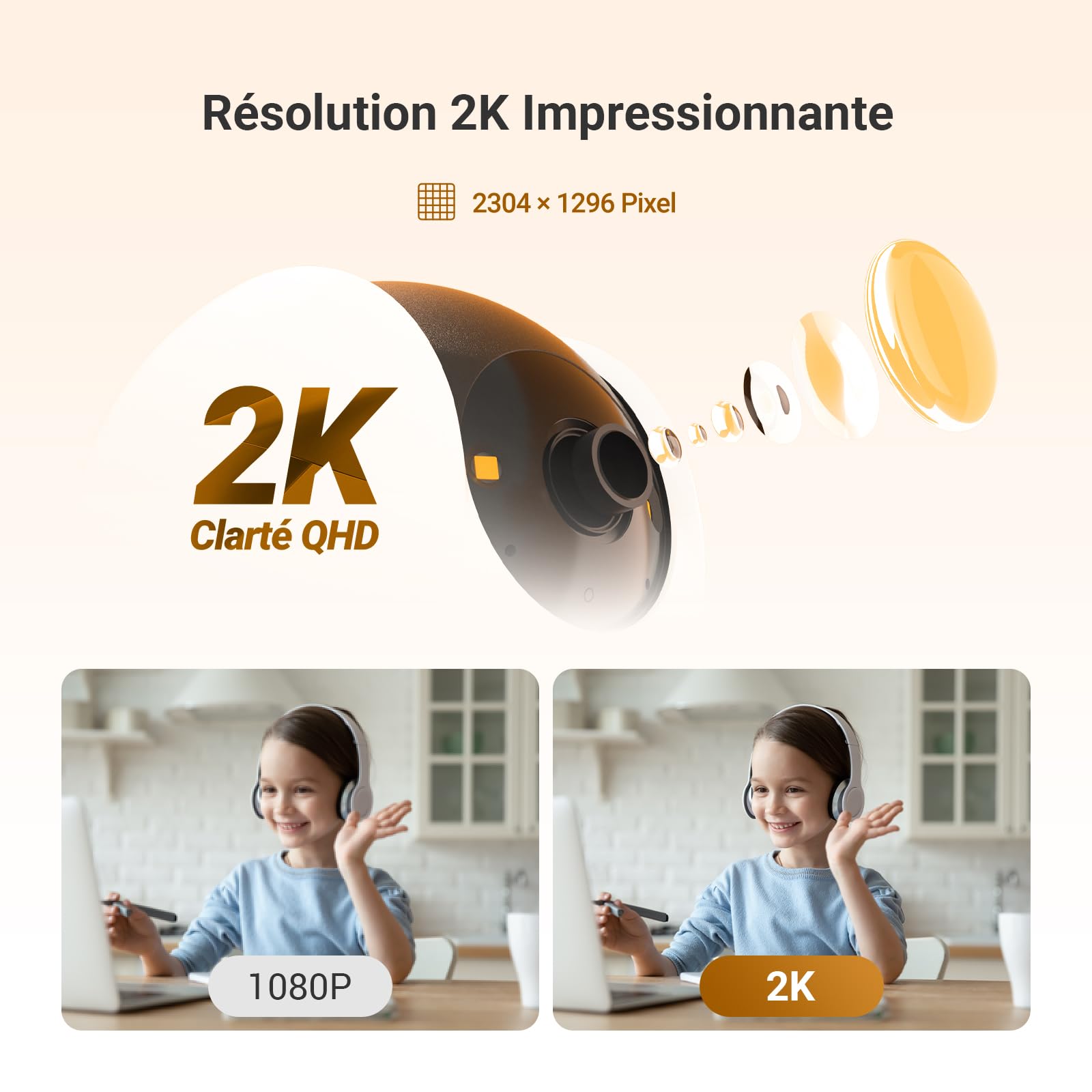 EZVIZ C6N Caméra Surveillance WiFi Intérieure 1080p, Caméra Bébé Pan/Tilt à 360°, WiFi 2.4Ghz, Vision Nocturne Intelligente avec Smart IR, Détection de Movement et Suivi Auto, Audio Bidirectionnel