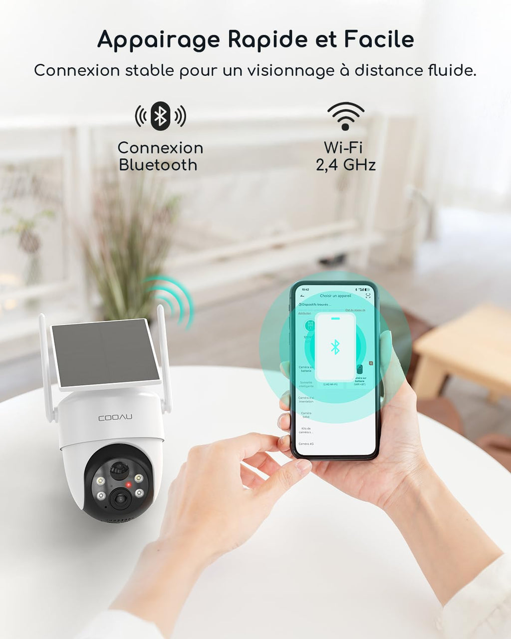 COOAU 2K Camera Surveillance WiFi Exterieure sans Fil | Caméra Solaire 3MP 360° PTZ, Wi-FI 6, Détection PIR Intelligente, Alarme Anti-Intrusion, Installation Facile, Recharge Basse Luminosité, IP66