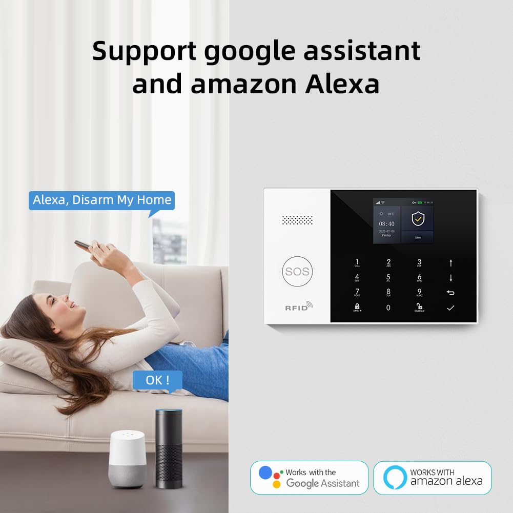 XNY Système d'alarme Maison sans Fil 4G avec Camera, Système de Sécurité Maison Wi-FI avec Contrôle APP, 25 Pièces: Détecteur de Mouvement, Télécommandes, Capteurs de Fenêtre et de Porte, Sirène