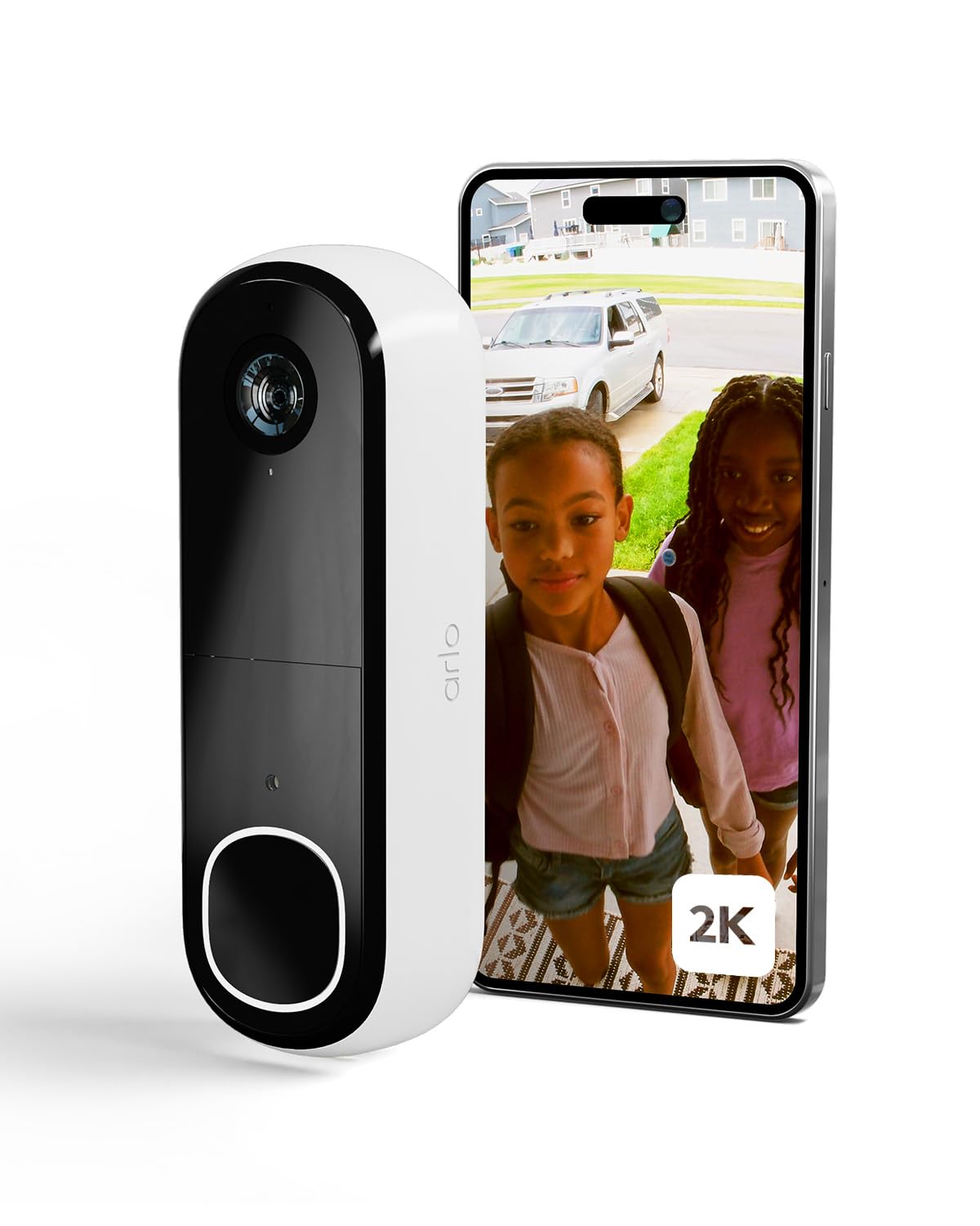 ARLO Sonnette Vidéo HD, Sonnette WiFi Extérieur Exterieure Sans Fil, Détection par IA, Vision Nocturne Couleur, Audio bidirectionnel, Compatible avec Alexa, Essai Secure Inclus