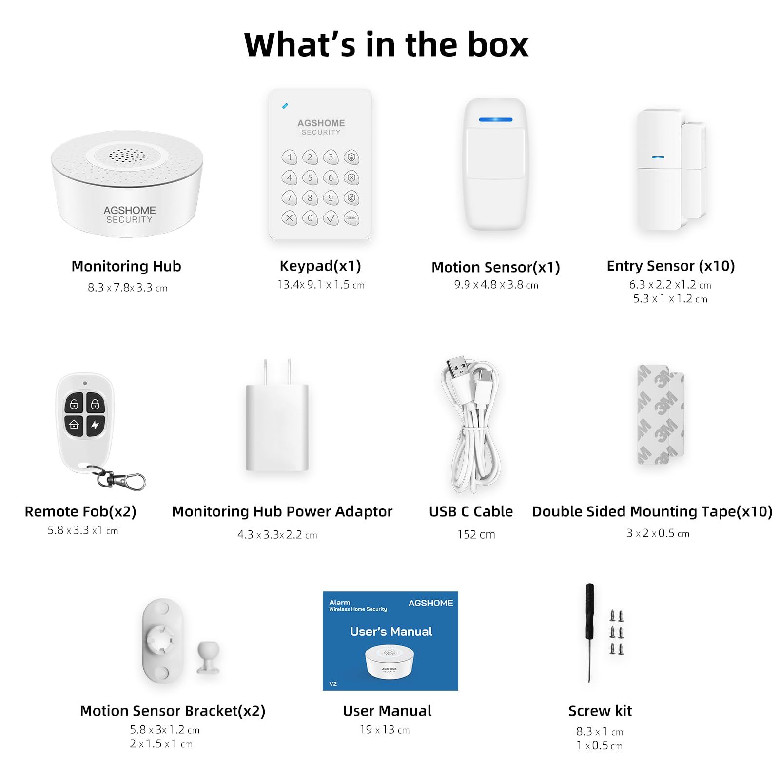 AGSHOME Alarme Maison sans Fil 15 Pack WiFi Alarme Sécurité Système Cambrioleur sans Fil 120DB, Kits de sécurité pour la Maison, Extensible à volonté-Compatible avec Alexa, Google Assistant