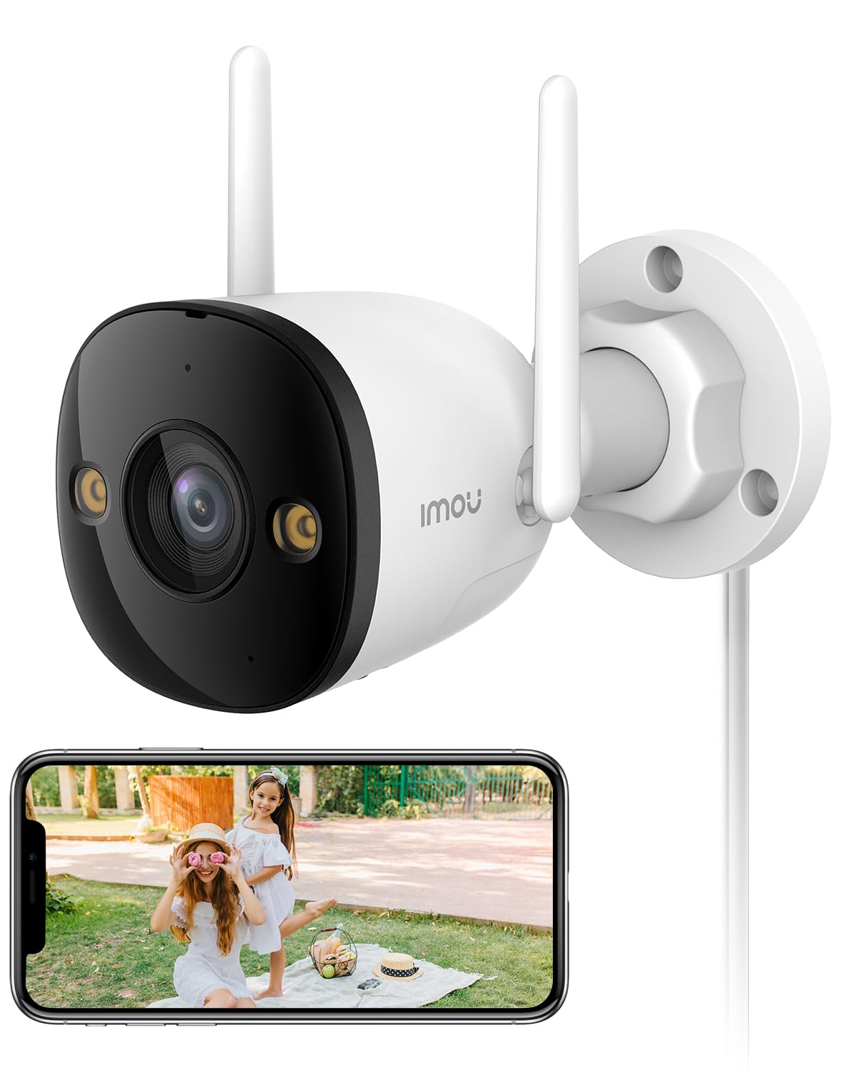 Imou Caméra de Surveillance WiFi Extérieure, 3K Caméra IP WiFi 2.4 GHz Étanche avec Vision Nocturne de 30m, Détection de Mouvement AI (Bullet 2C 5MP)