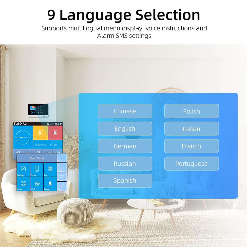 XNY Alarme Maison sans Fil Intelligent WiFi avec Caméra Surveillance Extérieure et Caméra Surveillance Intérieure, Système Alarme Maison 4G, Compatible avec Alexa et Assistant Google