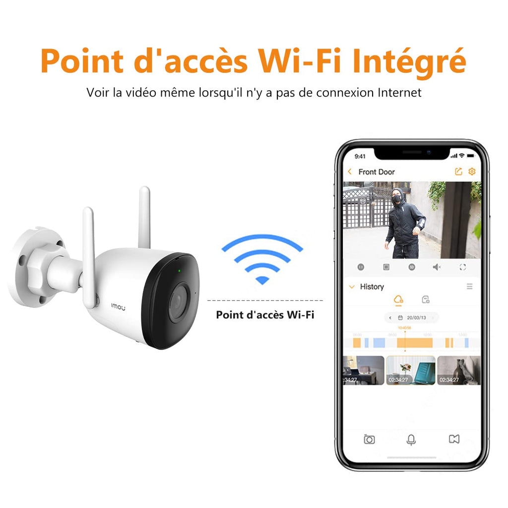 Imou Caméra de Surveillance WiFi Extérieure, 3K Caméra IP WiFi 2.4 GHz Étanche avec Vision Nocturne de 30m, Détection de Mouvement AI (Bullet 2C 5MP)