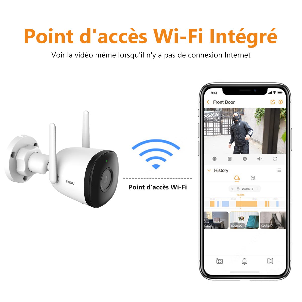 Imou Caméra de Surveillance WiFi Extérieure, 3K Caméra IP WiFi 2.4 GHz Étanche avec Vision Nocturne de 30m, Détection de Mouvement AI (Bullet 2C 5MP)