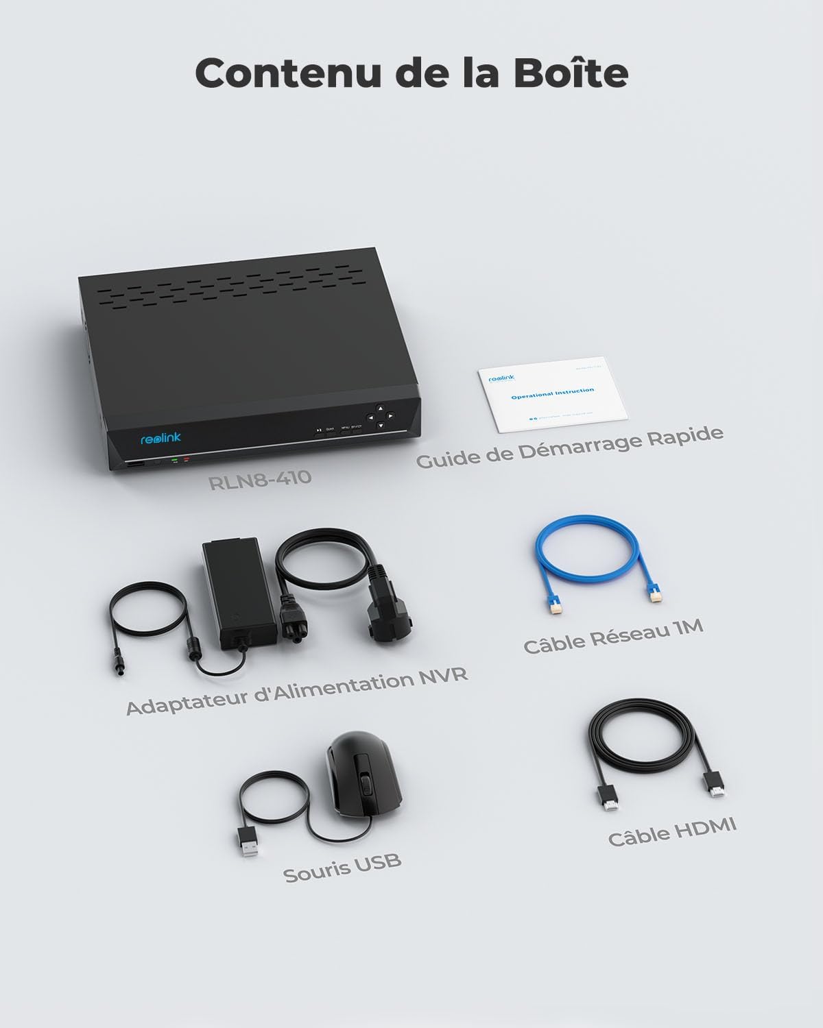 Reolink 4K PoE NVR 8 Canaux Caméra de Sécurité à Domicile Enregistrement de Vidéo avec Disque Dur de 2TO Supportez 16MP/12MP/8MP/5MP/4MP HD IP Caméra RLN8-410