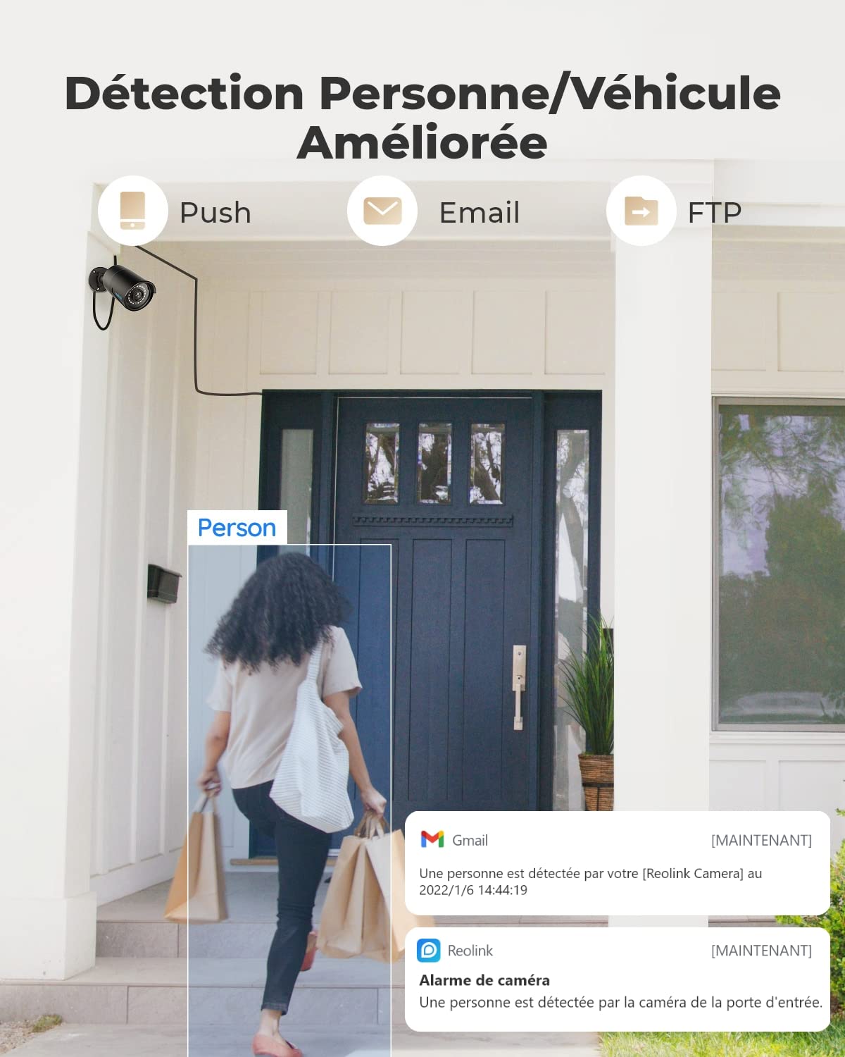 Reolink 5MP Caméra de Surveillance Extérieure PoE, Caméra IP Extérieure avec Détection Personne/Véhicule, Etanche IP67, Time Lapse, Vision Nocturne IR 30m, Support Audio et Carte microSD, RLC-510A