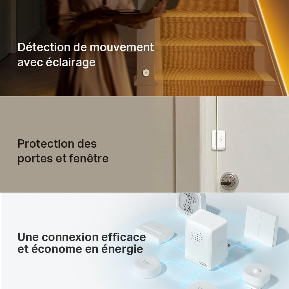 Tapo Détecteur de Mouvement Intelligent Tapo T110, pour la sécurité des fenêtres/Portes, durée de Vie de la Batterie de 1 an et Plus, Notification d'application instantanée, Hub requis