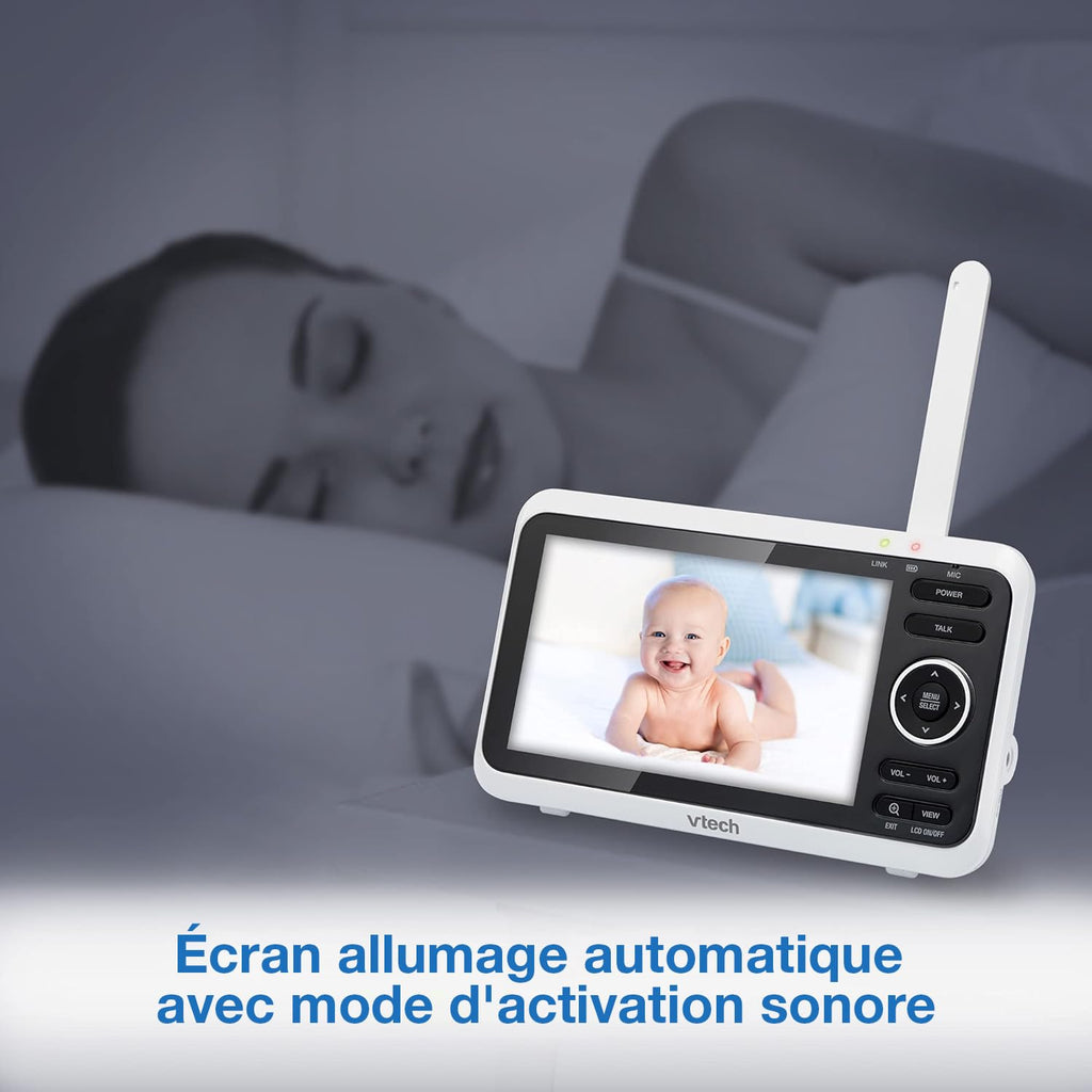 VTech DM1111 Babyphone Audio Numérique – Technologie DECT, Affichage du Niveau de Bruit, Clip Ceinture et Bien Plus – Unité Parentale et Unité Bébé