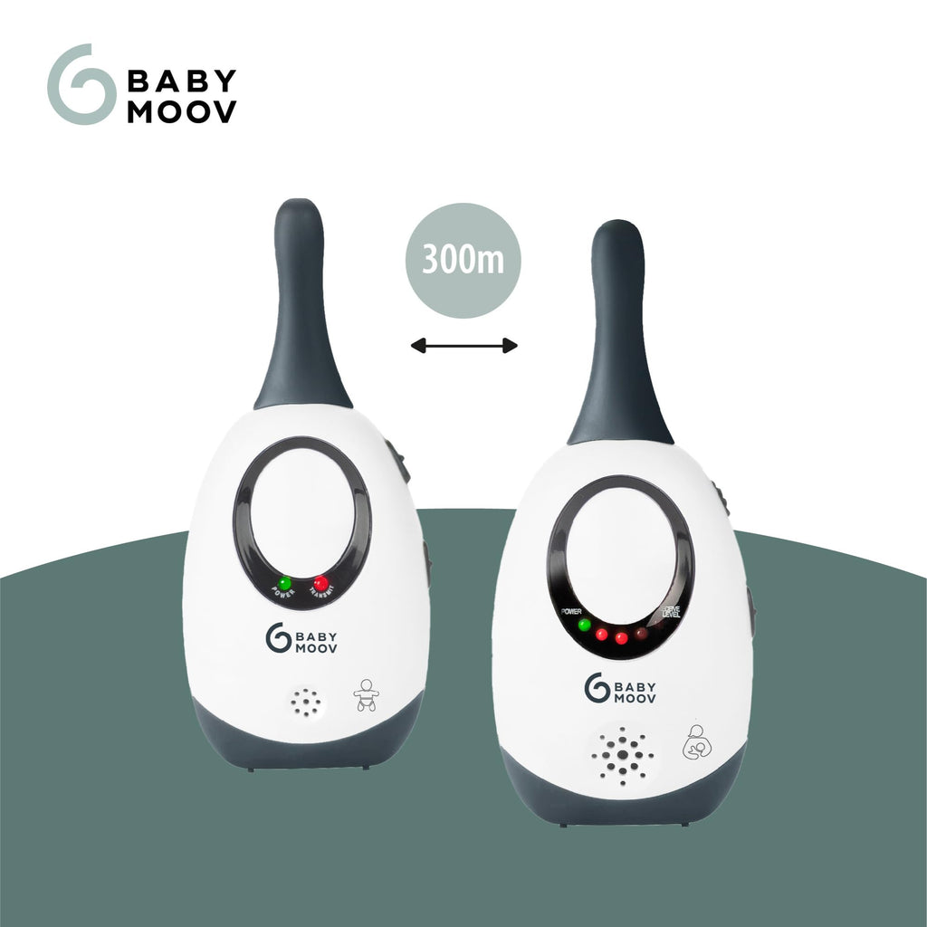 Babymoov Simply Care Babyphone Audio avec Fonction VOX, Double Alarme et 2 Adaptateurs, Portée 300m