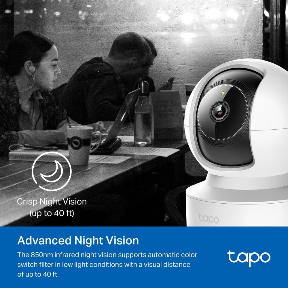 Tapo 2.5K(4MP) Caméra de Surveillance WiFi intérieure 360°, Détection Humaine AI Suivi Intelligent, Sirène et détection de Mouvement, Audio bidirectionnel, Compatible Alexa pour Bébé/Animaux C220