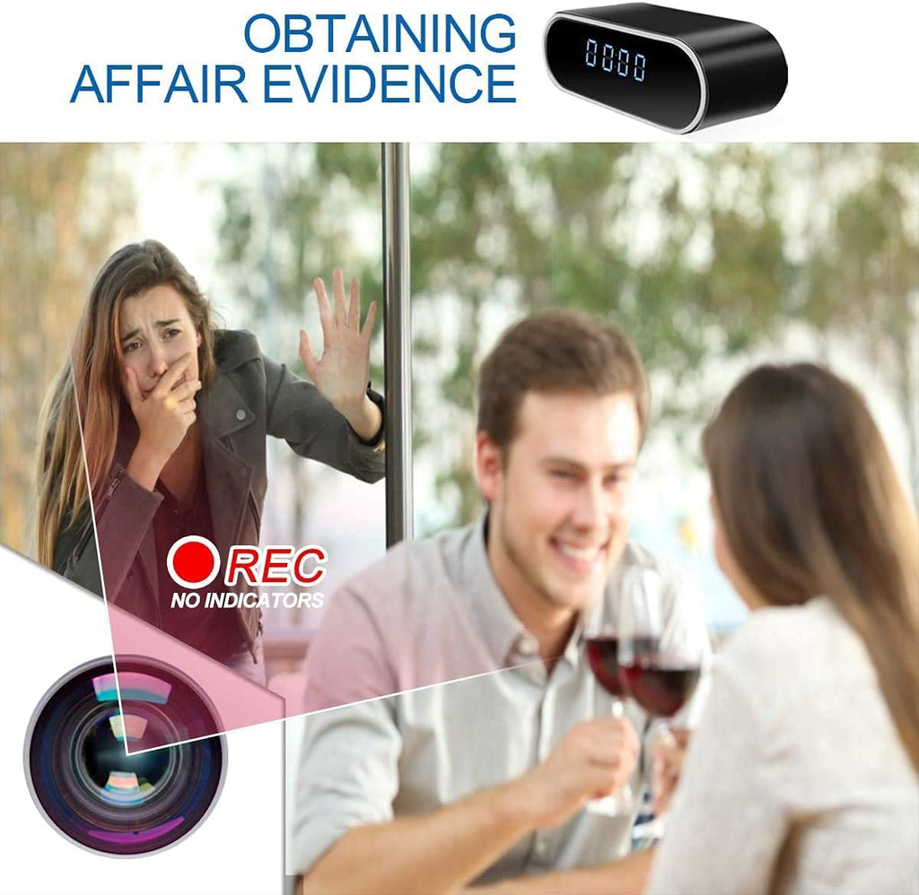 Camera Espion 1080P Mini Camera Surveillance WiFi -Interieur 150° HorlogeCaméra Cachée Espion a Distance Discrete Supportant la Vision Nocturne et la Détection de Mouvement (Noir)
