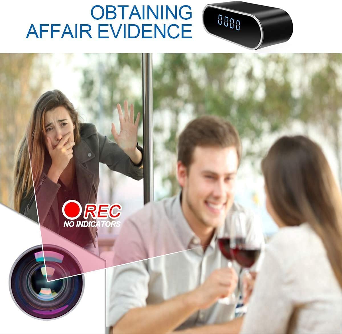 Camera Espion 1080P Mini Camera Surveillance WiFi -Interieur 150° HorlogeCaméra Cachée Espion a Distance Discrete Supportant la Vision Nocturne et la Détection de Mouvement (Noir)