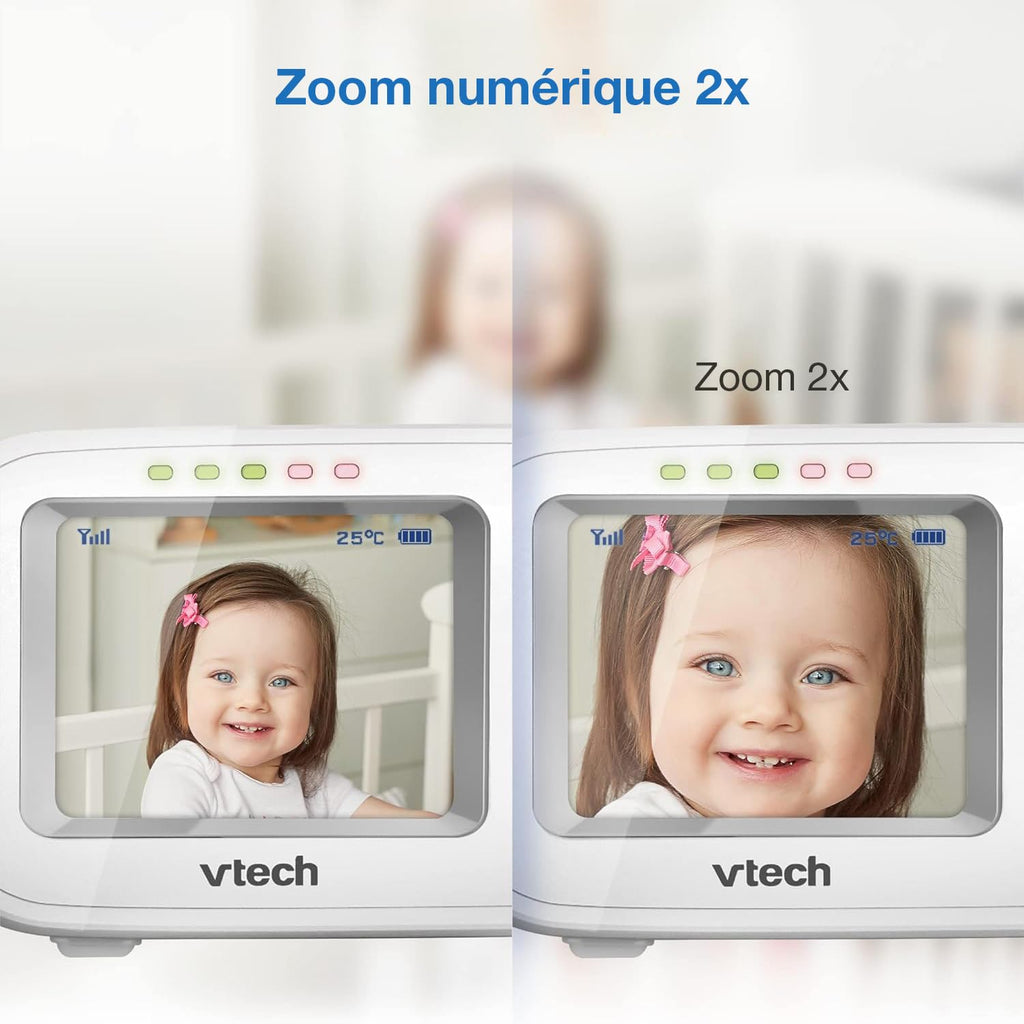 VTech DM1111 Babyphone Audio Numérique – Technologie DECT, Affichage du Niveau de Bruit, Clip Ceinture et Bien Plus – Unité Parentale et Unité Bébé