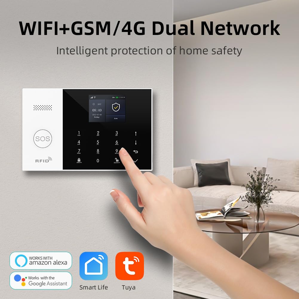XNY Système d'alarme Maison sans Fil 4G avec Camera, Système de Sécurité Maison Wi-FI avec Contrôle APP, 25 Pièces: Détecteur de Mouvement, Télécommandes, Capteurs de Fenêtre et de Porte, Sirène