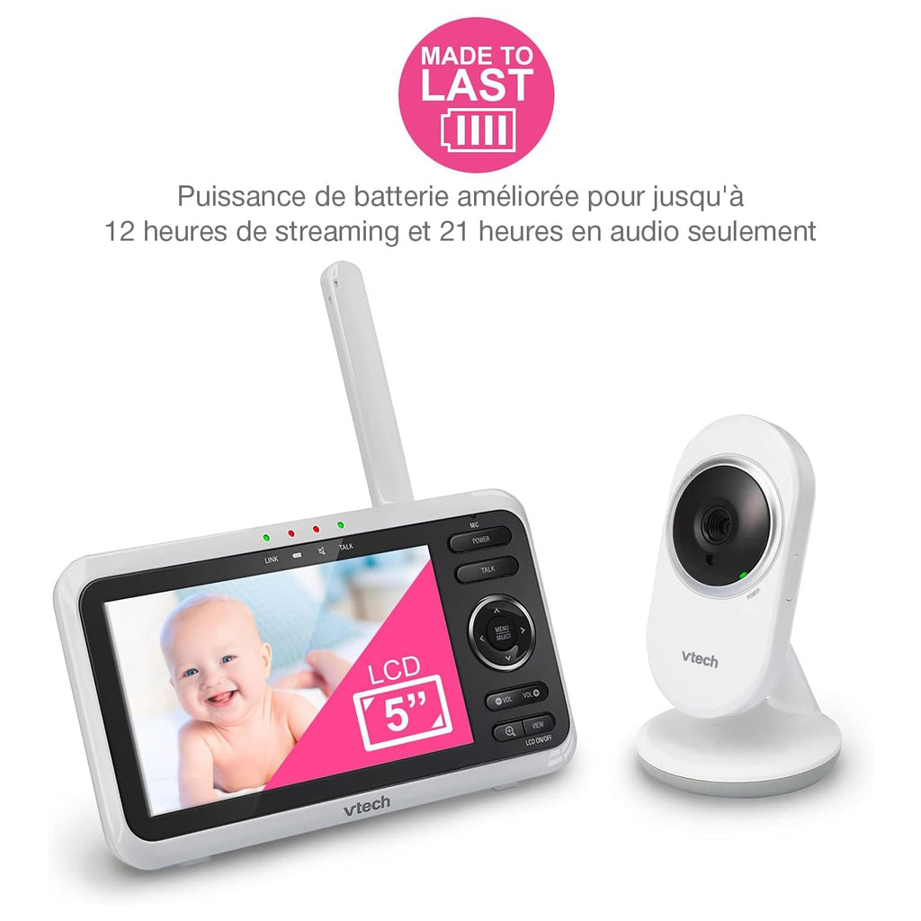 VTech DM1111 Babyphone Audio Numérique – Technologie DECT, Affichage du Niveau de Bruit, Clip Ceinture et Bien Plus – Unité Parentale et Unité Bébé