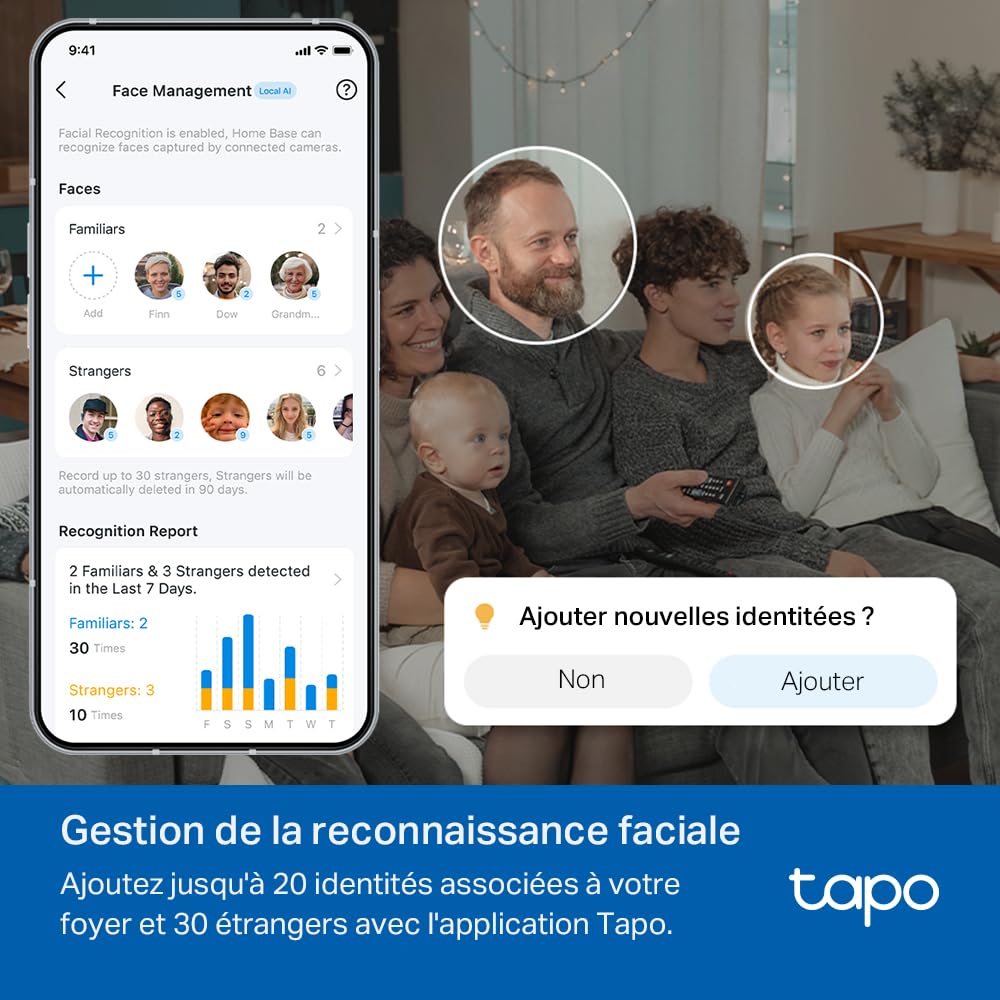 Tapo C260 Caméra de Surveillance WiFi intérieure 4K 8MP 360°, détection IA Locale, Mode confidentialité Physique, Zoom numérique 18x, Suivi de Mouvement, Audio bidirectionnel