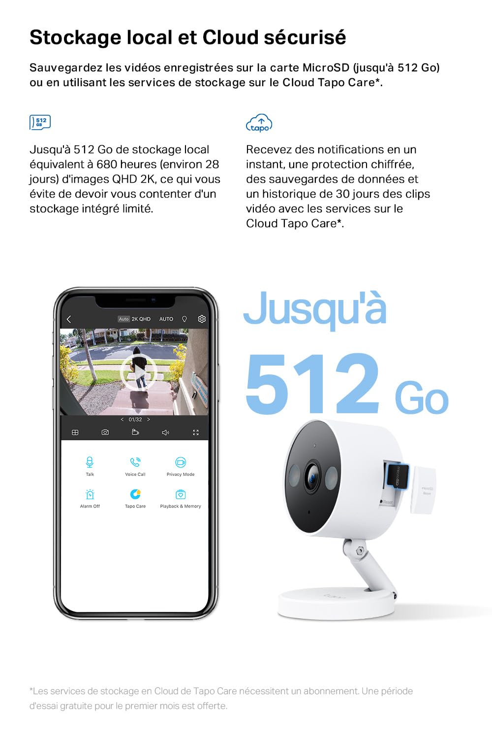 Tapo C110 Caméra de Surveillance WiFi intérieure 2K 3MP, Audio bidirectionnel, détection de Mouvement, Alarme sonore et Lumineuse, Vision Nocturne, Compatible avec Alexa, Google Assistant