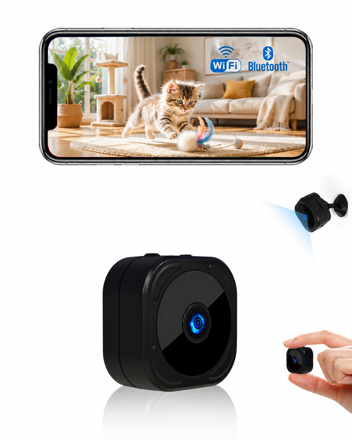 AOBOCAM Camera Espion WiFi 4K avec Cloud – Caméra de Surveillance Intérieure sans Fil, Vision Nocturne Grand Angle 150°, Détection de Mouvement AI Intelligente, Mini Caméra de Sécurité