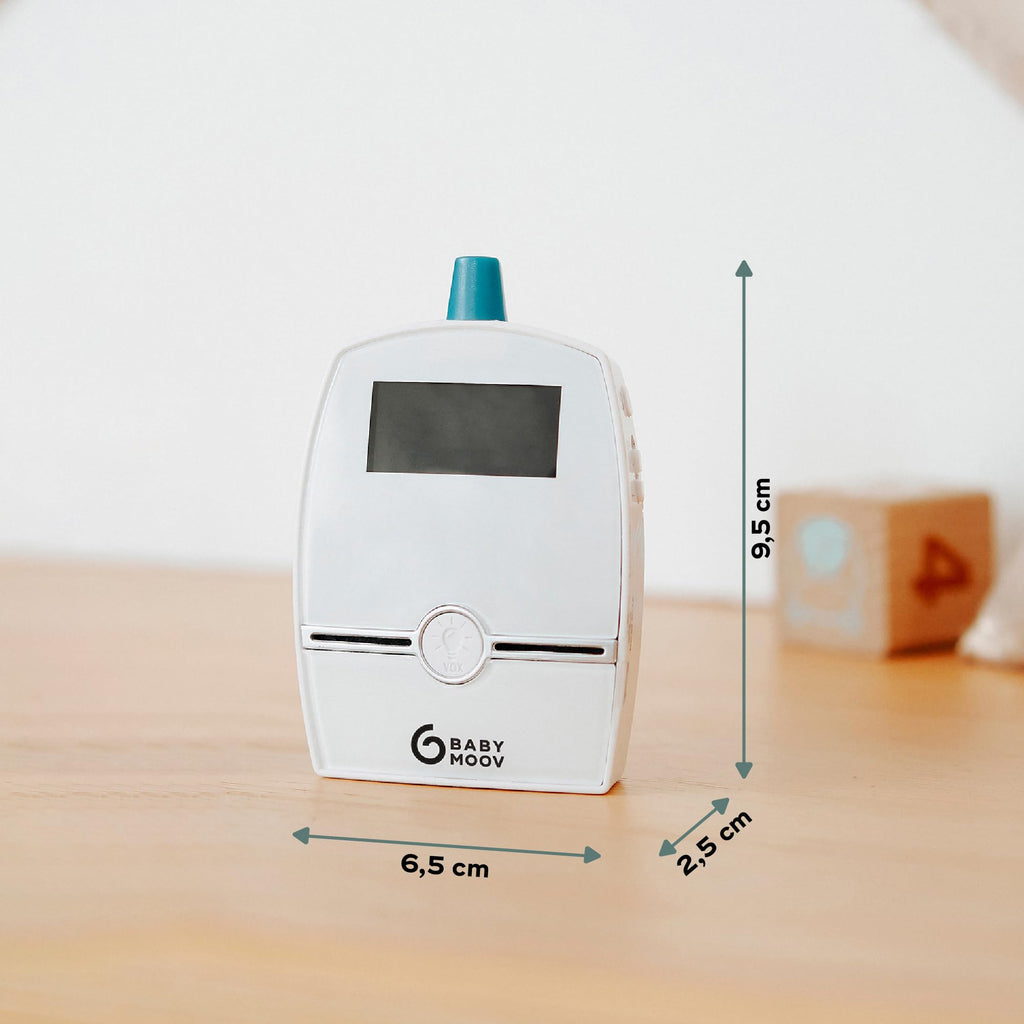 Babymoov Babyphone Audio Premium Care, Faible Emission d'Ondes avec Détecteur de Mouvement, Portée 1400m, Veilleuse, Berceuses, Capteur de Température, Talkie-Walkie