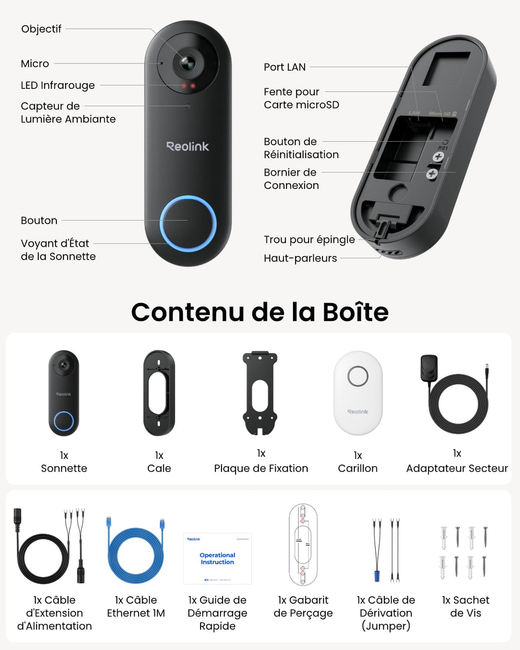 Reolink Sonnette Connectée Filaire Caméra 5MP WiFi, Doorbell Extérieure Étanche avec Carillon 2,4/5 GHz, Alertes de Détection Humaine, Grand Angle 180°, Audio Bidirectionnel, Video Doorbell WiFi