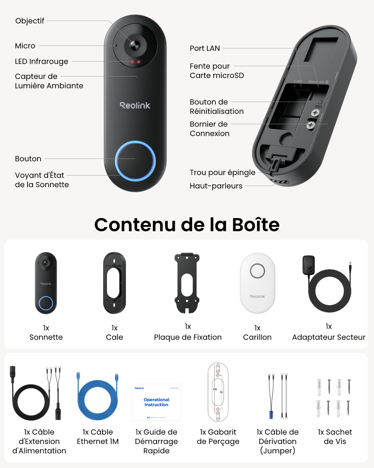 Reolink Sonnette Connectée Filaire Caméra 5MP WiFi, Doorbell Extérieure Étanche avec Carillon 2,4/5 GHz, Alertes de Détection Humaine, Grand Angle 180°, Audio Bidirectionnel, Video Doorbell WiFi