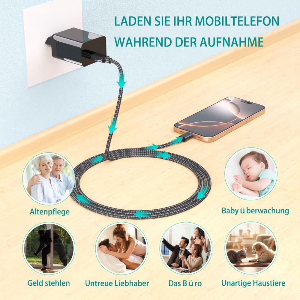 Mini Caméra Espion Caméras Surveillance Caméras avec Détection Mouvement & Vision Nocturne, Intérieur/Extérieur