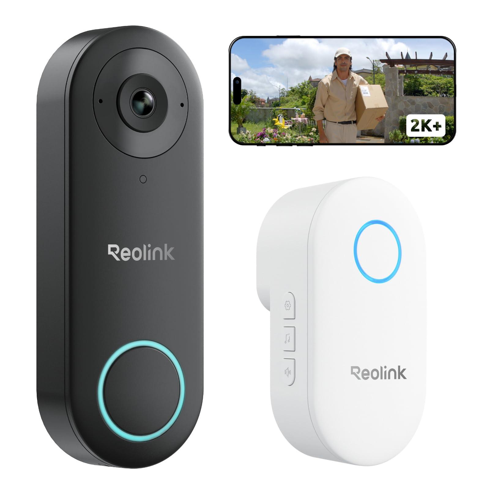 Reolink Sonnette Connectée Filaire Caméra 5MP WiFi, Doorbell Extérieure Étanche avec Carillon 2,4/5 GHz, Alertes de Détection Humaine, Grand Angle 180°, Audio Bidirectionnel, Video Doorbell WiFi