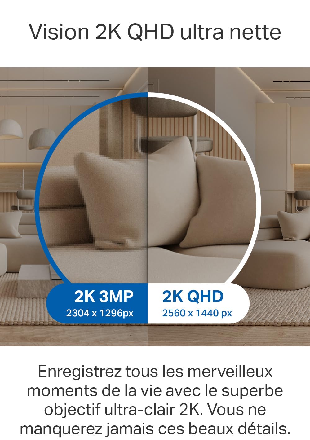 Tapo 2.5K(4MP) Caméra de Surveillance WiFi intérieure 360°, Détection Humaine AI Suivi Intelligent, Sirène et détection de Mouvement, Audio bidirectionnel, Compatible Alexa pour Bébé/Animaux C220