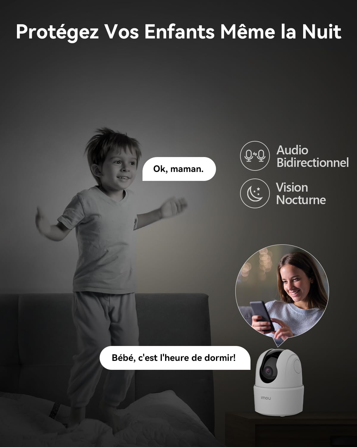 Imou 2K(3MP) Caméra Surveillance WiFi Intérieure Caméra 360° Connectée Smartphone avec Détection Humaine AI Suivi Intelligent Sirène Audio Bidirectionnel Compatible Alexa pour Bébé/Animaux (2 Pièces)