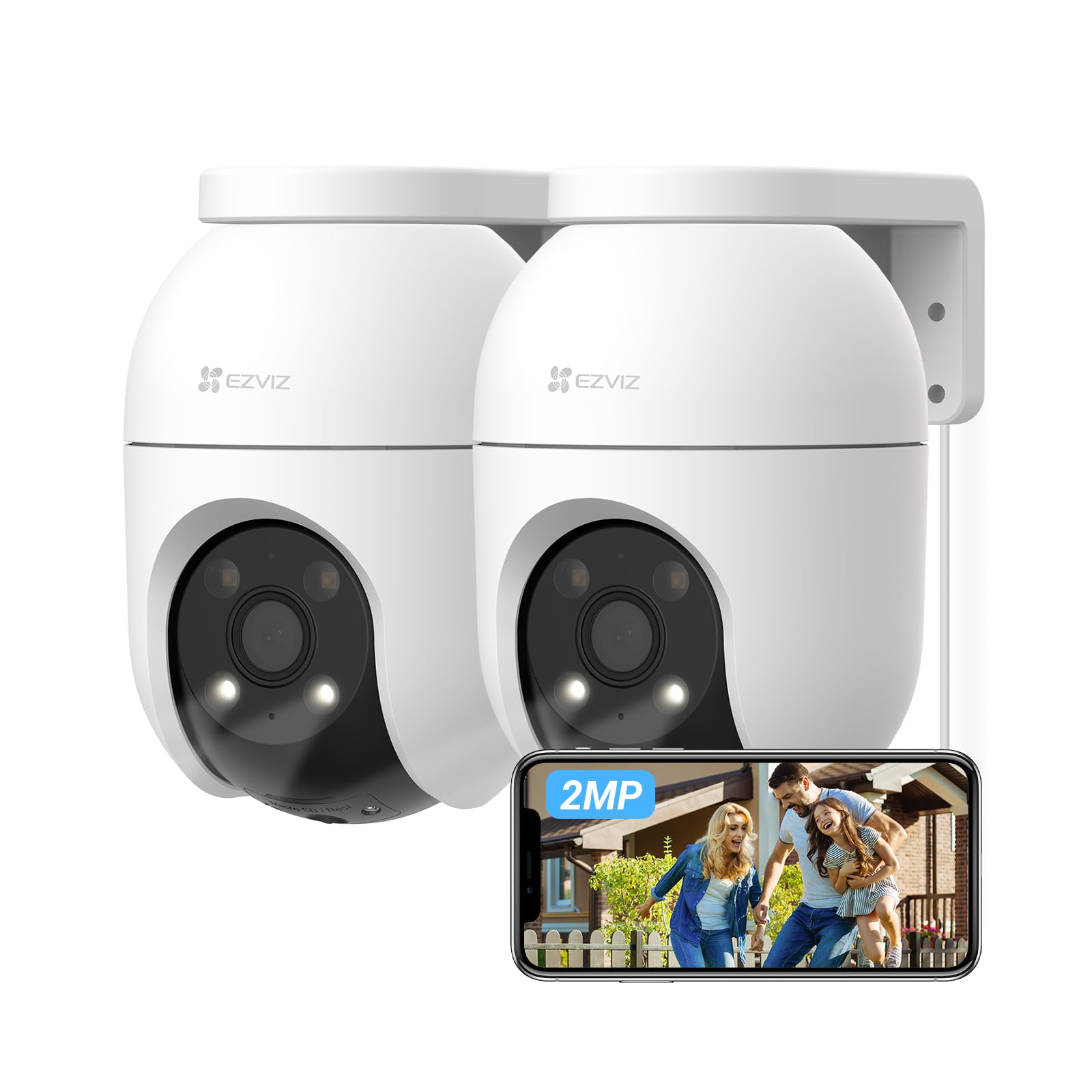 EZVIZ C8c 2MP Camera Surveillance WiFi Extérieure à 360° avec Suivi Auto-Zoom, Détection de Forme Humaine, Vision Nocturne en Couleur, Audio Bidirectionnel, IP65 Etanche, Défense Active