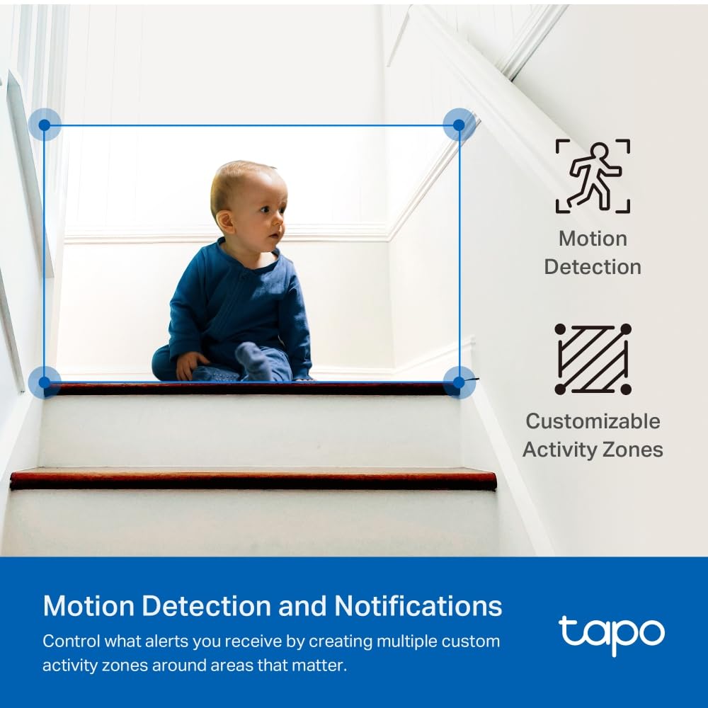 Tapo 2.5K(4MP) Caméra de Surveillance WiFi intérieure 360°, Détection Humaine AI Suivi Intelligent, Sirène et détection de Mouvement, Audio bidirectionnel, Compatible Alexa pour Bébé/Animaux C220