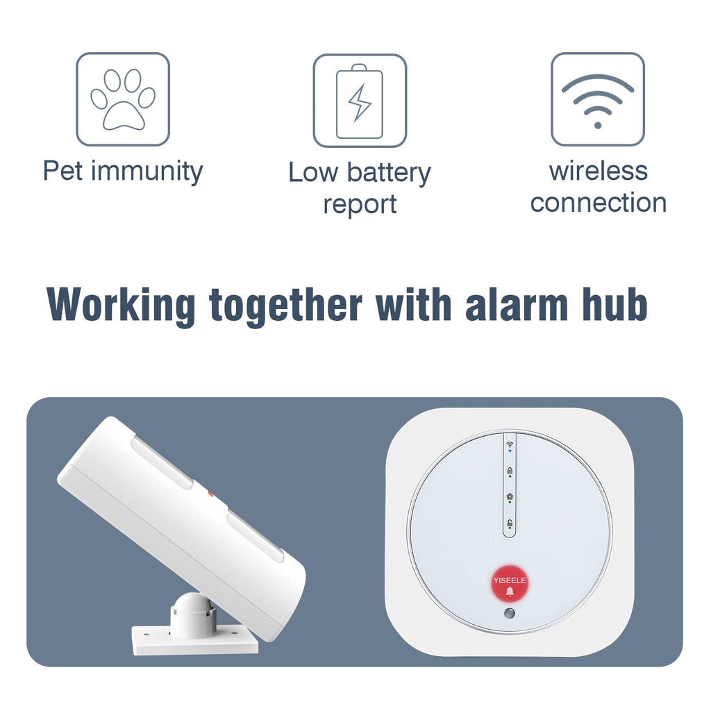 YISEELE Alarme Maison sans Fil: Connexion Wi-FI 5 GHz - Complet Sirène 125dB - Capteur Infrarouge (PIR) Anti-Animaux - 10 Capteurs Porte/Fenêtre - 2 Télécommandes - Hub - Compatible Alexa & Google