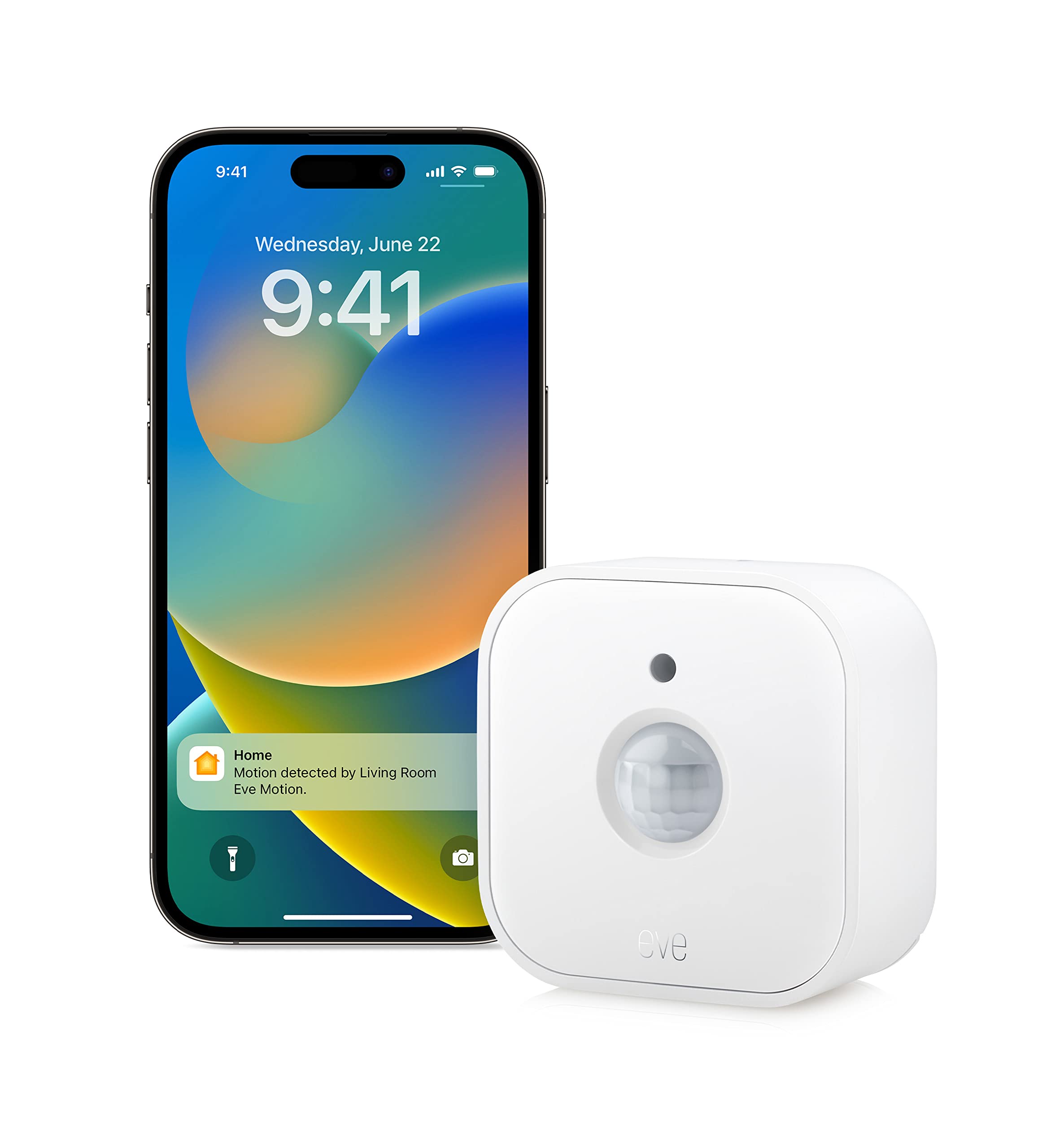 Eve Motion (Matter) – Capteur de mouvement et sensor de lumière intelligent, intérieur & extérieur, sécurité connectée, Apple Home, Alexa, Google Home, SmartThings, Nécessite un Thread concentrateur