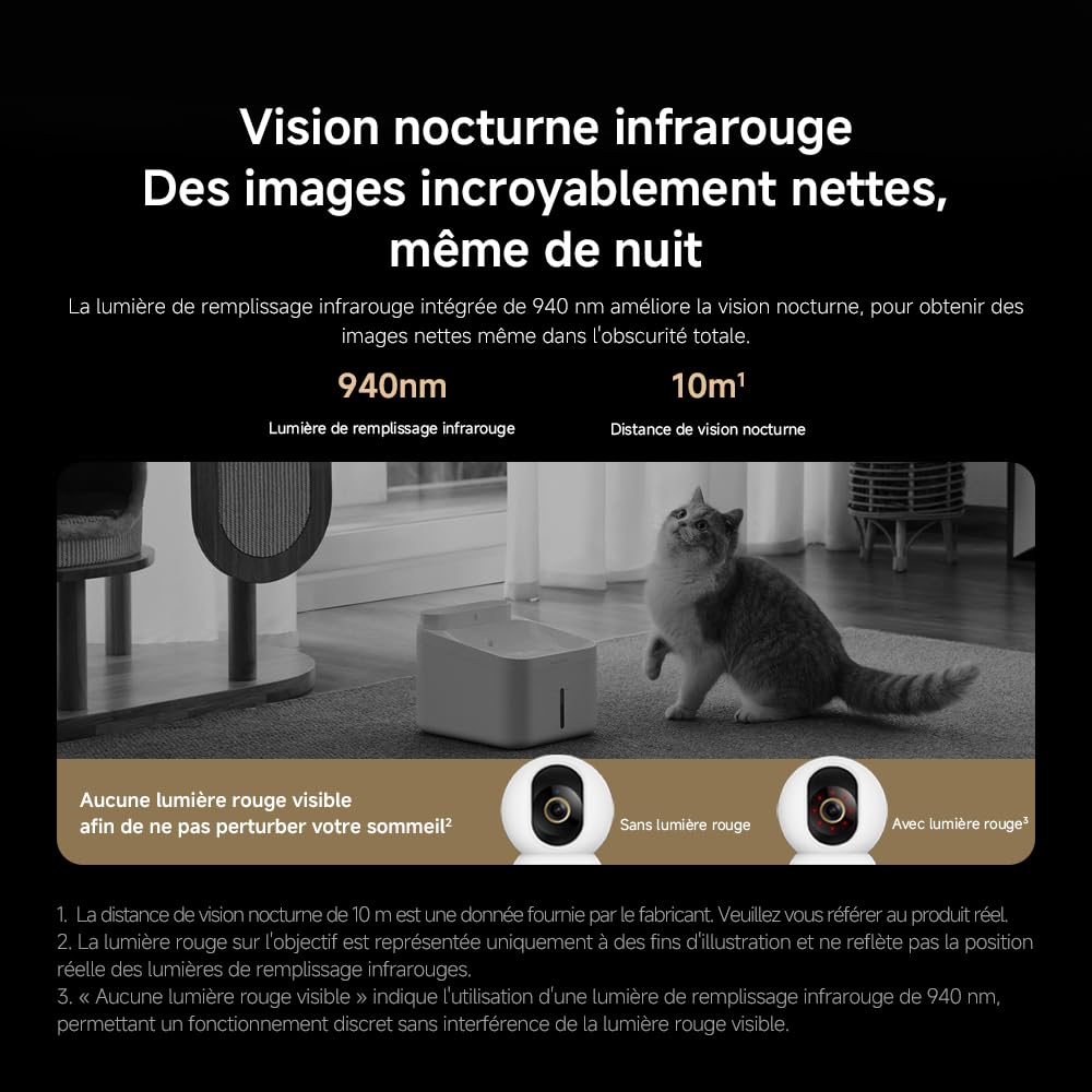 XIAOMI C201 1080p HD, caméra de sécurité, WiFi 6, 360° Panorama, Vision Nocturne Couleur, Protection Objectif, Audio bidirectionnel, babyphone, caméra Animaux, Compatible avec Alexa et Google