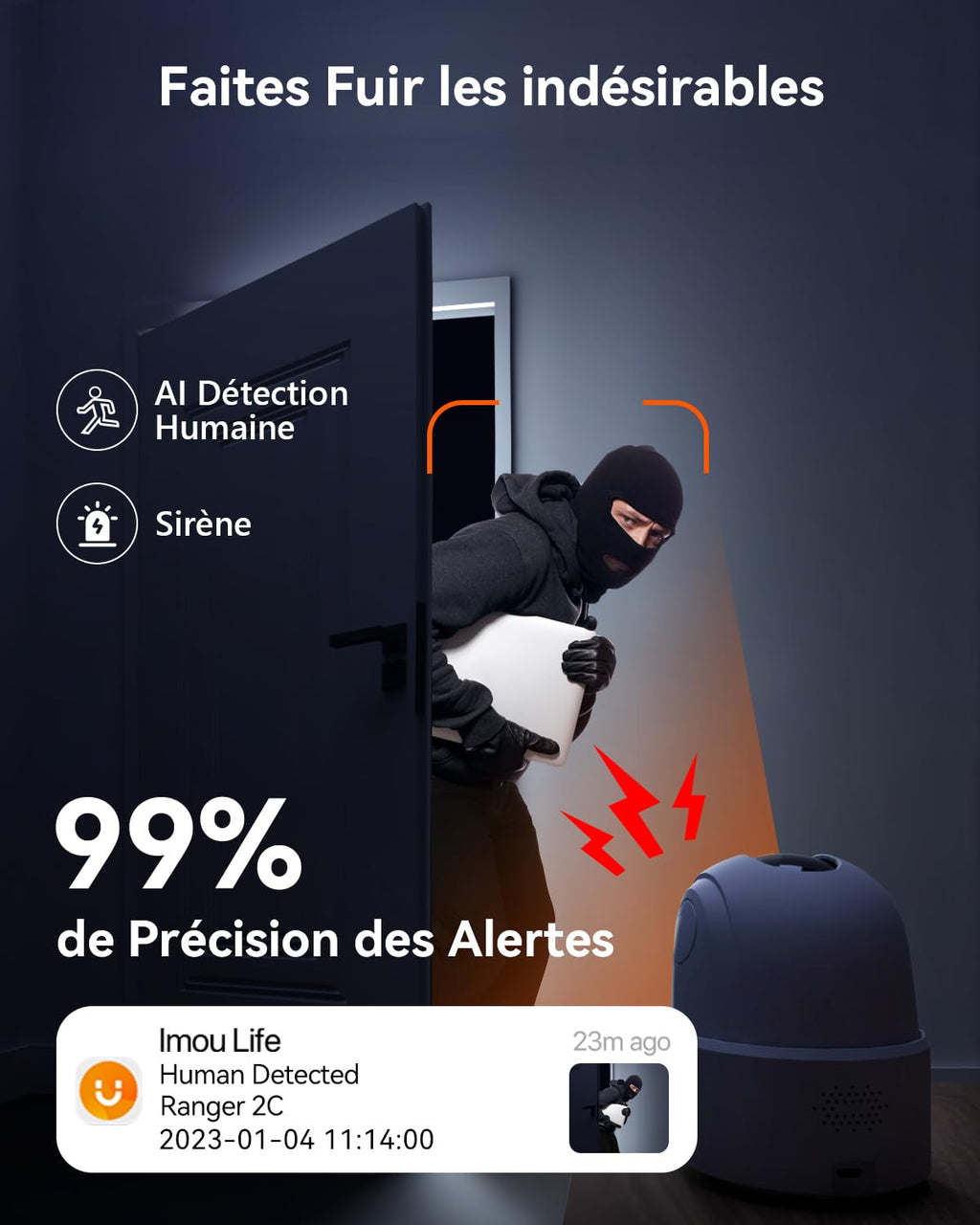 Imou 2K(3MP) Caméra Surveillance WiFi Intérieure Caméra 360° Connectée Smartphone avec Détection Humaine AI Suivi Intelligent Sirène Audio Bidirectionnel Compatible Alexa pour Bébé/Animaux (2 Pièces)
