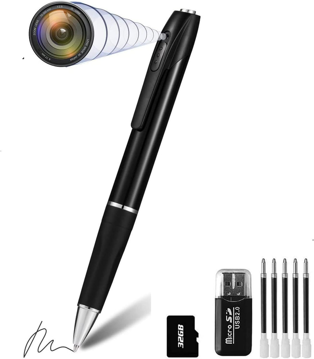 Caméra Espion Caméra Cachée Stylo 1080P Mini Caméra de Poche avec Go Caméra Stylo avec Enregistrement Vidéo Prise de Photo et 150 Mins d'Autonomie de la Batterie Rechargeable (A1-2)